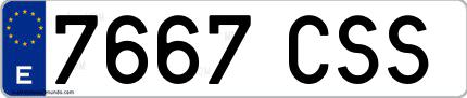 Ejemplo de matrícula española 7667 CSS