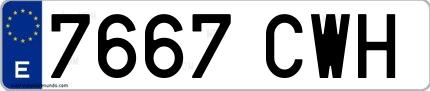 Ejemplo de matrícula española 7667 CWH
