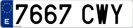 Ejemplo de matrícula de coche ordinaria 7667 CWY