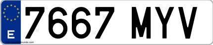 Ejemplo de matrícula española 7667 MYV