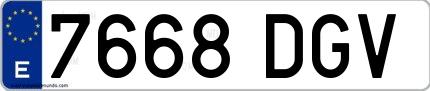 Ejemplo de matrícula española 7668 DGV