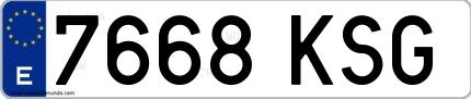 Ejemplo de matrícula española 7668 KSG