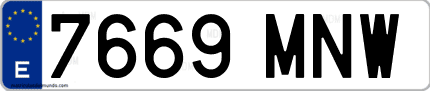 Ejemplo de matrícula de coche ordinaria 7669 MNW