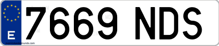 Ejemplo de matrícula de coche ordinaria 7669 NDS