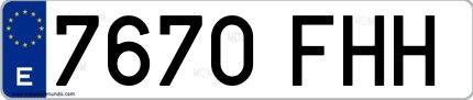 Ejemplo de matrícula española 7670 FHH