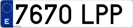 Ejemplo de matrícula española 7670 LPP