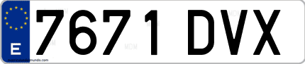 Ejemplo de matrícula de coche ordinaria 7671 DVX
