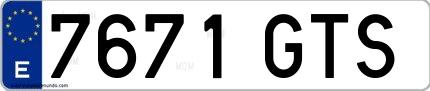 Ejemplo de matrícula española 7671 GTS