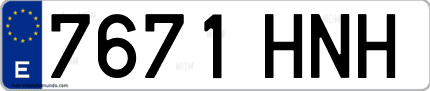 Ejemplo de matrícula de coche ordinaria 7671 HNH