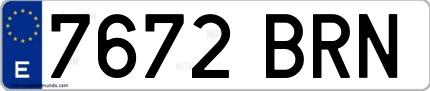 Ejemplo de matrícula española 7672 BRN