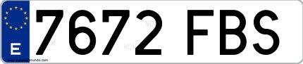 Ejemplo de matrícula española 7672 FBS
