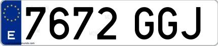 Ejemplo de matrícula de coche ordinaria 7672 GGJ