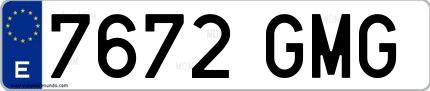Ejemplo de matrícula española 7672 GMG