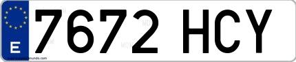 Ejemplo de matrícula de coche ordinaria 7672 HCY