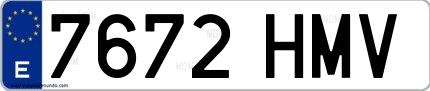 Ejemplo de matrícula española 7672 HMV