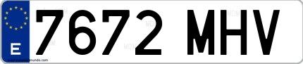 Ejemplo de matrícula española 7672 MHV