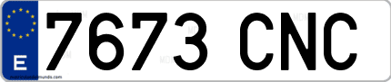 Ejemplo de matrícula de coche ordinaria 7673 CNC