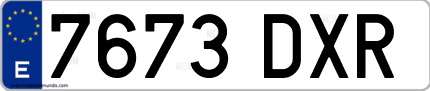 Ejemplo de matrícula de coche ordinaria 7673 DXR