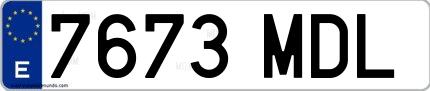 Ejemplo de matrícula española 7673 MDL