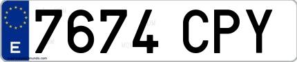 Ejemplo de matrícula española 7674 CPY