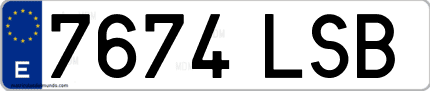 Ejemplo de matrícula de coche ordinaria 7674 LSB