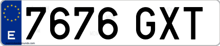 Ejemplo de matrícula de coche ordinaria 7676 GXT