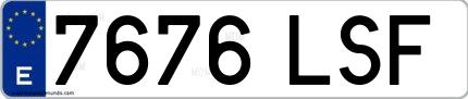 Ejemplo de matrícula española 7676 LSF