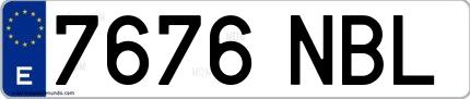 Ejemplo de matrícula española 7676 NBL