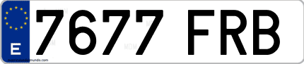 Ejemplo de matrícula de coche ordinaria 7677 FRB
