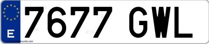 Ejemplo de matrícula española 7677 GWL