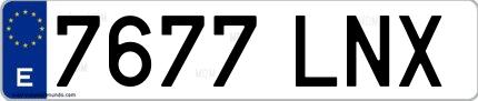 Ejemplo de matrícula española 7677 LNX