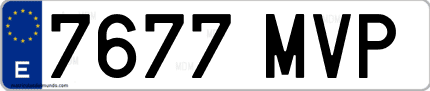 Ejemplo de matrícula de coche ordinaria 7677 MVP