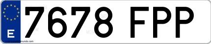 Ejemplo de matrícula española 7678 FPP