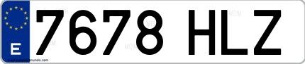 Ejemplo de matrícula española 7678 HLZ