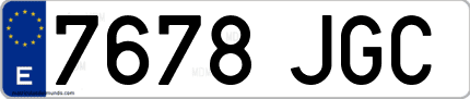 Ejemplo de matrícula de coche ordinaria 7678 JGC