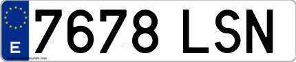 Ejemplo de matrícula de coche ordinaria 7678 LSN