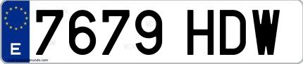 Ejemplo de matrícula de coche ordinaria 7679 HDW