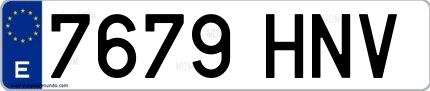 Ejemplo de matrícula española 7679 HNV