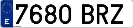 Ejemplo de matrícula española 7680 BRZ