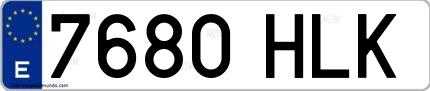 Ejemplo de matrícula española 7680 HLK