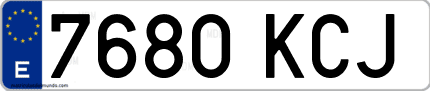 Ejemplo de matrícula de coche ordinaria 7680 KCJ