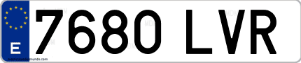 Ejemplo de matrícula de coche ordinaria 7680 LVR