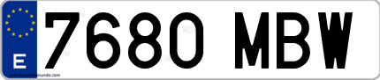 Ejemplo de matrícula de coche ordinaria 7680 MBW