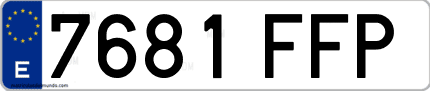 Ejemplo de matrícula de coche ordinaria 7681 FFP