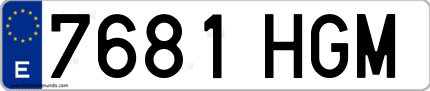 Ejemplo de matrícula de coche ordinaria 7681 HGM