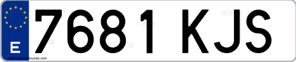 Ejemplo de matrícula de coche ordinaria 7681 KJS