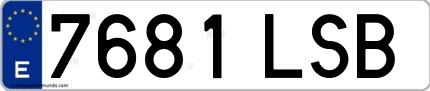Ejemplo de matrícula española 7681 LSB