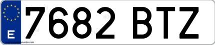 Ejemplo de matrícula española 7682 BTZ