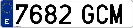 Ejemplo de matrícula española 7682 GCM