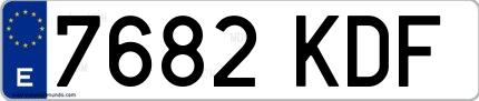 Ejemplo de matrícula española 7682 KDF